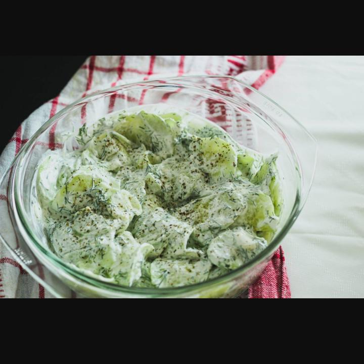 Cucumber salad with garlic and sour cream from Villa Danube Siem Reap